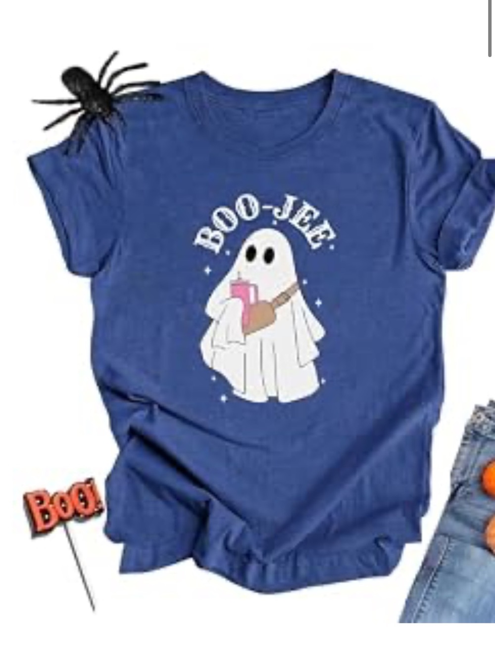 Boo-Jee Ghost Halloween Tee - Blue